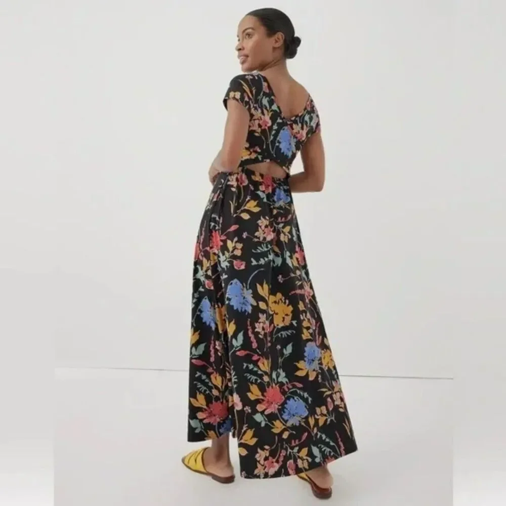 Pact Organic Cotton Fit & Flare Floral Crossback Maxi Dress - Large - NWT - Picture 1 of 11